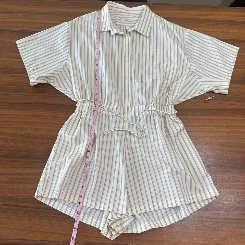 Faithfull the Brand Faia Playsuit Romper Butter Stripe 10, Minimalist Relaxed - Picture 12 of 16